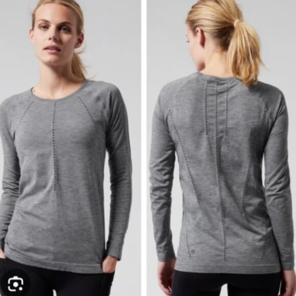 Athleta Dark Grey Eyelet Cuts Workout top - Picture 1 of 10